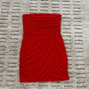 Laundry By Shelli Segal Strapless Red Ruched Cocktail Dress